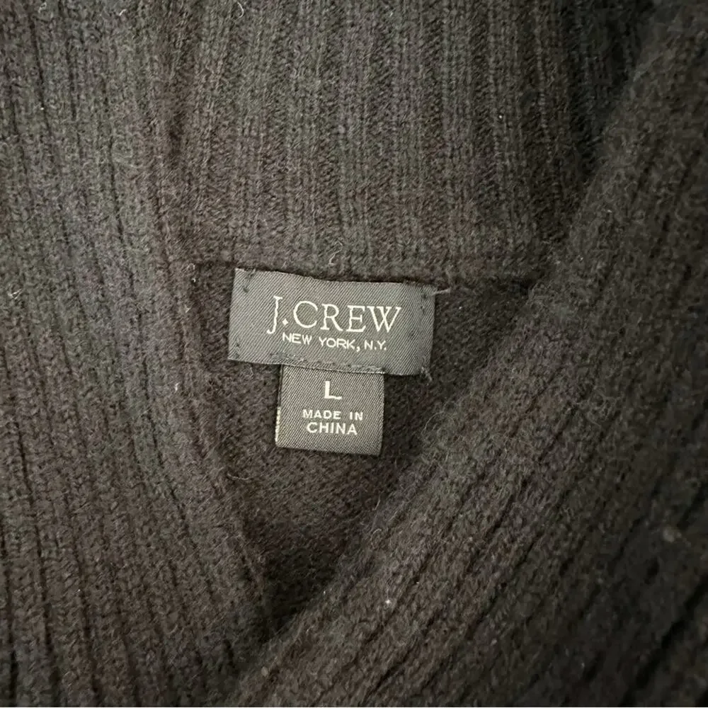 J. Crew Sweater Mens 100% Lambs Wool Button Cowl Neck‎ Navy Cozy Casual Large